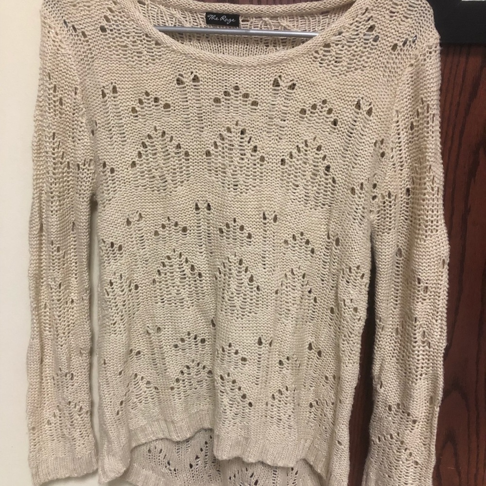 Cream high low sweater